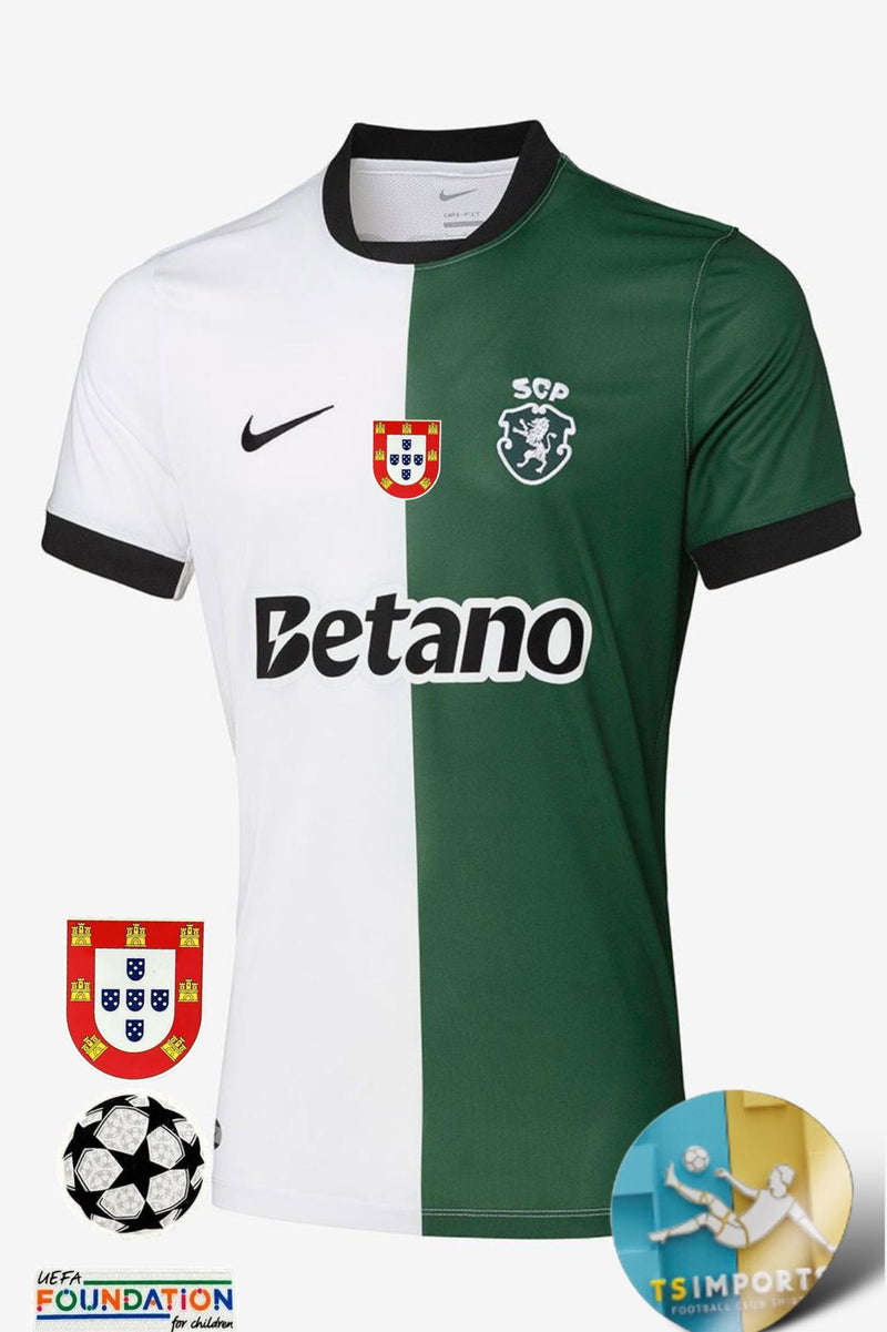 Camisola Sporting STROMP 25/26-Champions (Pré Venda prazo de entrega 10 a 22 Dias Úteis)