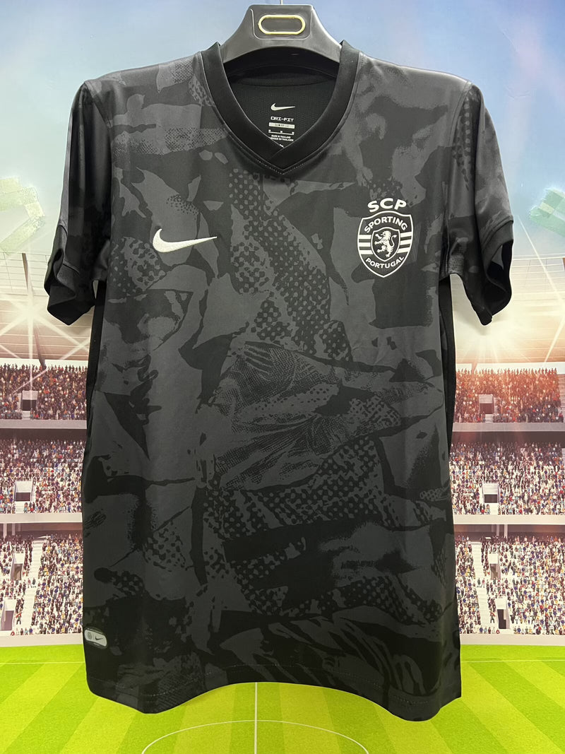 Camisola Sporting Aquecimento Preta-2025/26- Lançamento