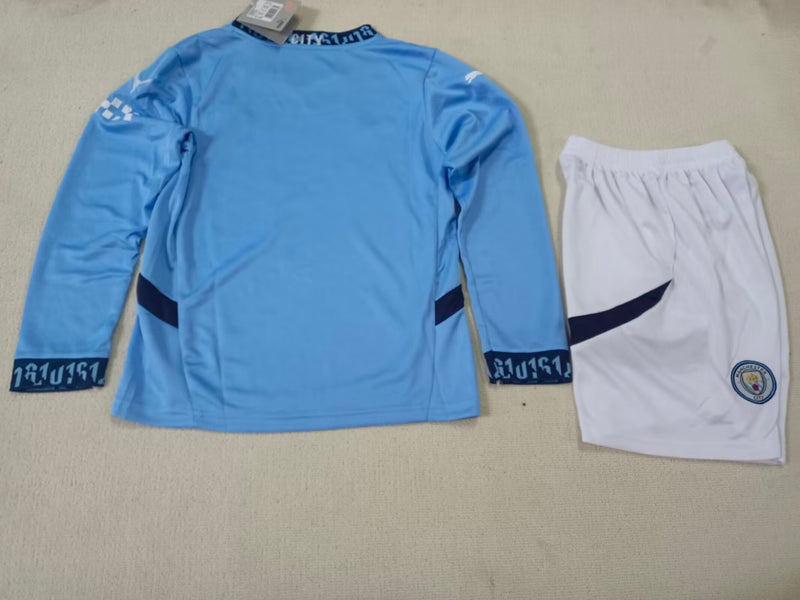 Conjunto Infantil Manchester City Manga Comprida 2024/25 - Home - Azul