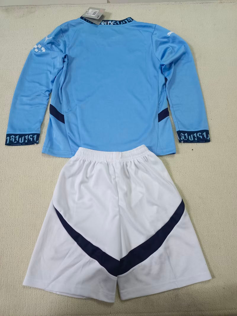 Conjunto Infantil Manchester City Manga Comprida 2024/25 - Home - Azul