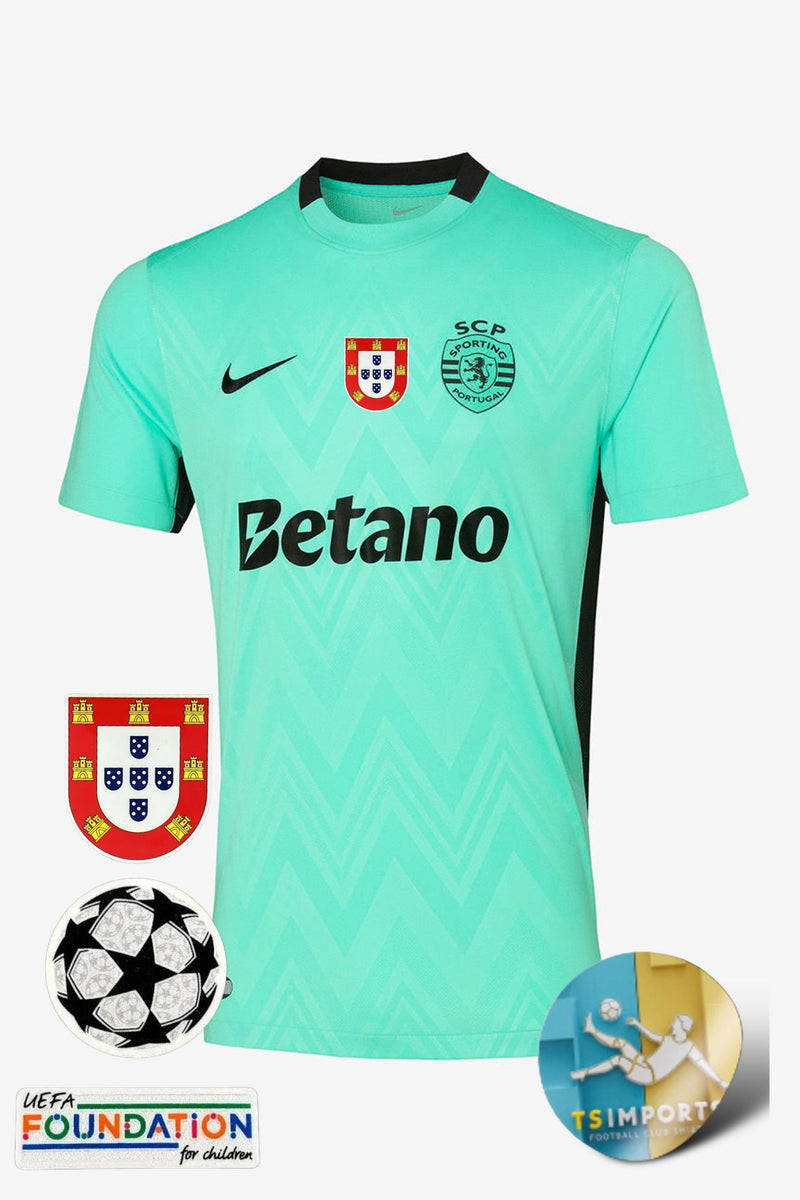 Camisola Sporting Alternativa III 2025/26-Champions (Pré Venda Prazo de Entrega 12 a 22 Dias Úteis)