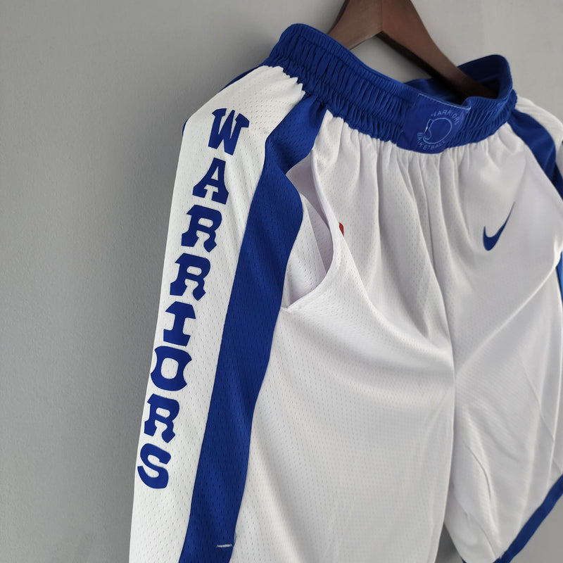 Shorts Golden State Warriors White Blue NBA - Pokas Store