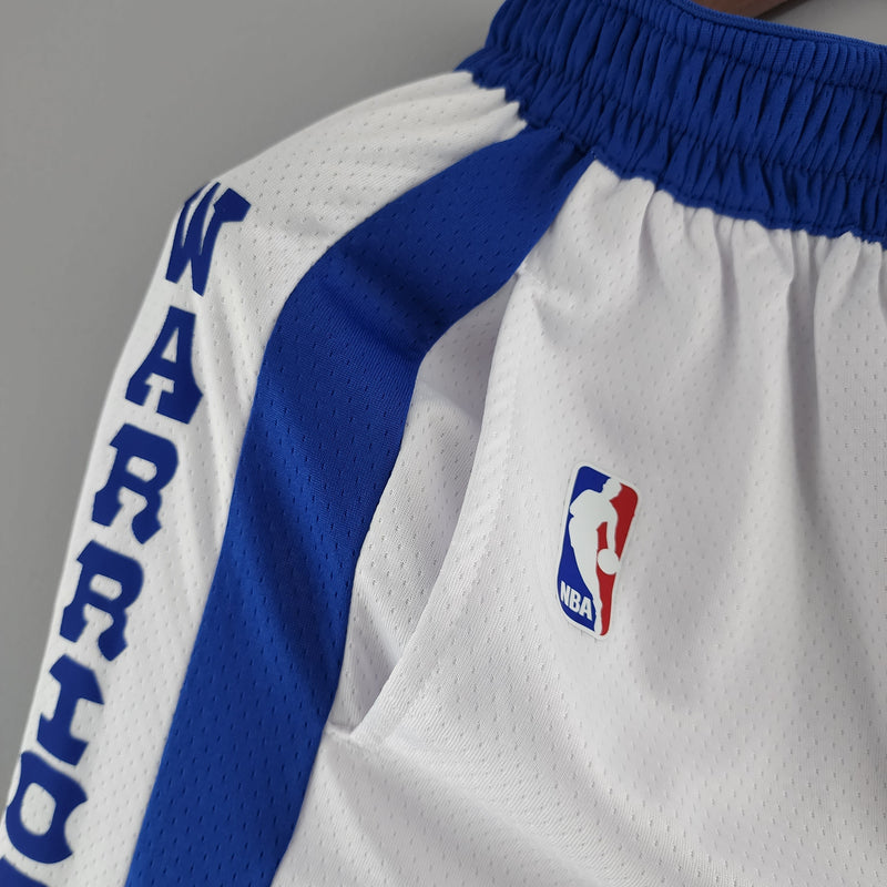 Shorts Golden State Warriors White Blue NBA - Pokas Store