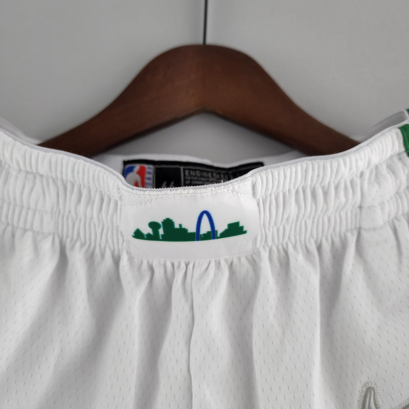 Shorts Dallas Mavericks Urban Edition White Green NBA - Pokas Store