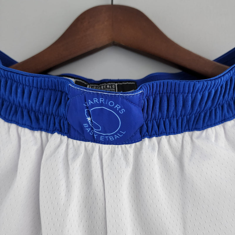 Shorts Golden State Warriors White Blue NBA - Pokas Store
