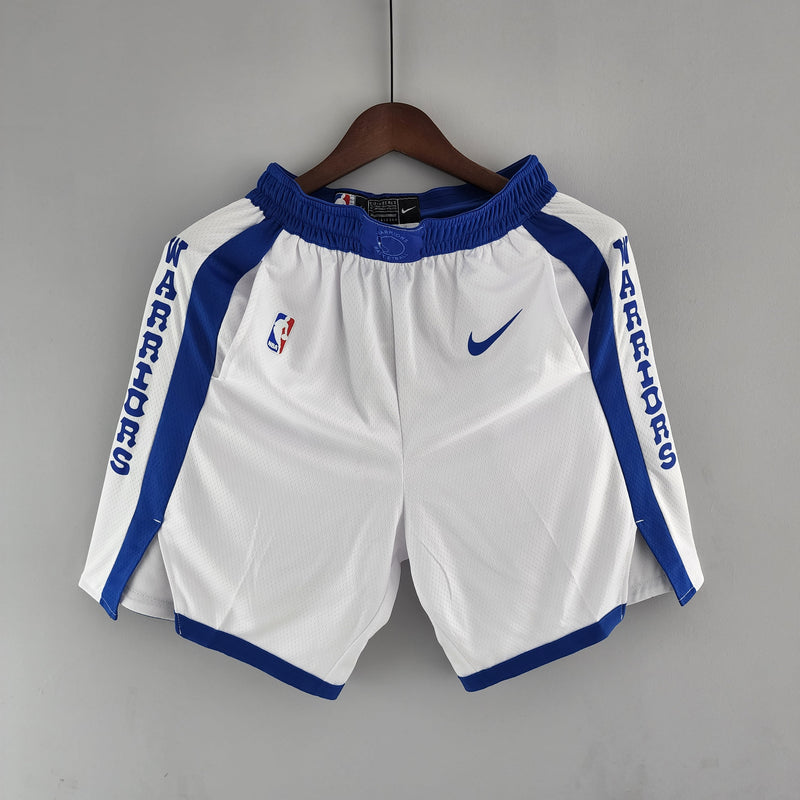 Shorts Golden State Warriors White Blue NBA - Pokas Store