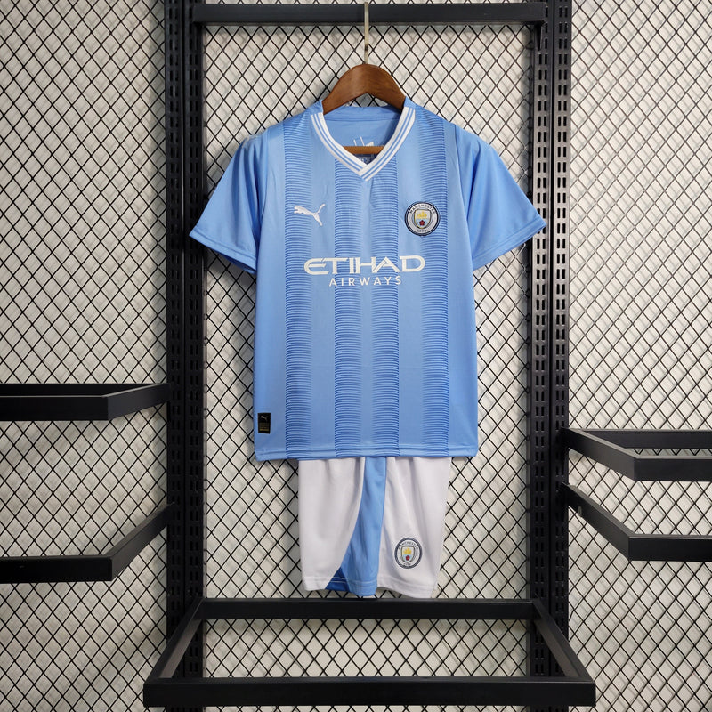 Conjunto Infantil Manchester City 2023/24 - Home - Azul