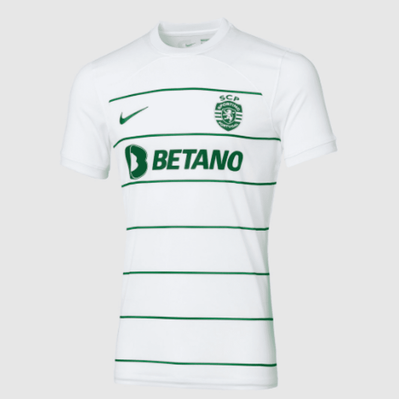 Sporting Portugal, Camisola Away, Temporada 2023-2024, Branco, Verde, Elegância, Qualidade, Adeptos, Comprar.