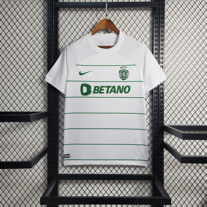Sporting Portugal, Camisola Away, Temporada 2023-2024, Branco, Verde, Elegância, Qualidade, Adeptos, Comprar.